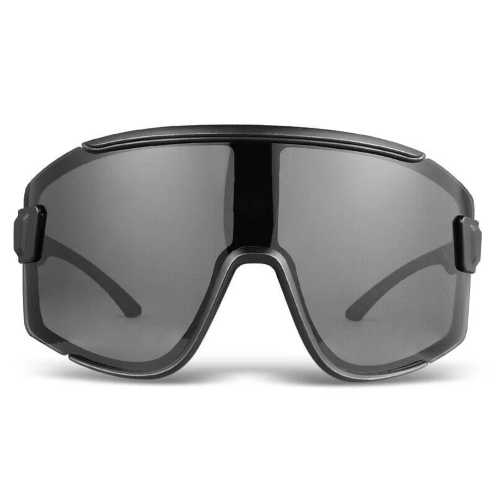 Oversized Shield Sunglasses Dark Black Wrap‎ Around Sporty Futuristic Tech-wear